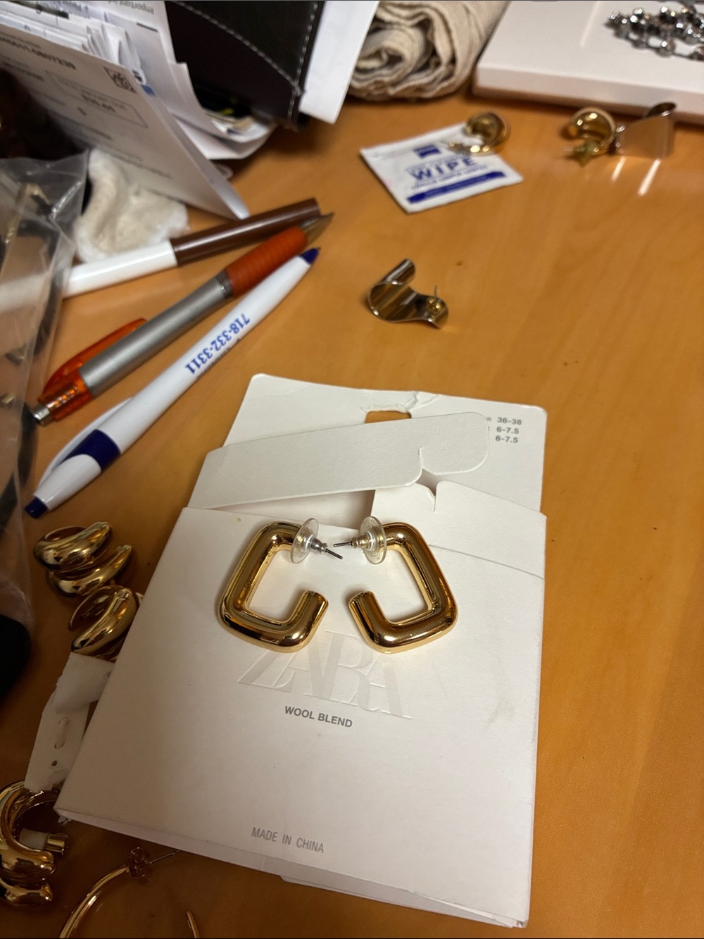 Zara Gold Chunky Angular Hoop Earrings